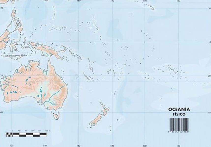 Mapa Mudo Selvi Din A4 Oceania Fisico 1684